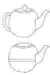 classical teapot with the spout to the right